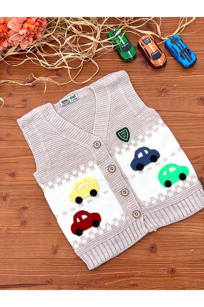 tinitins Boy's Colorful Car Embroidered Knitwear Vest