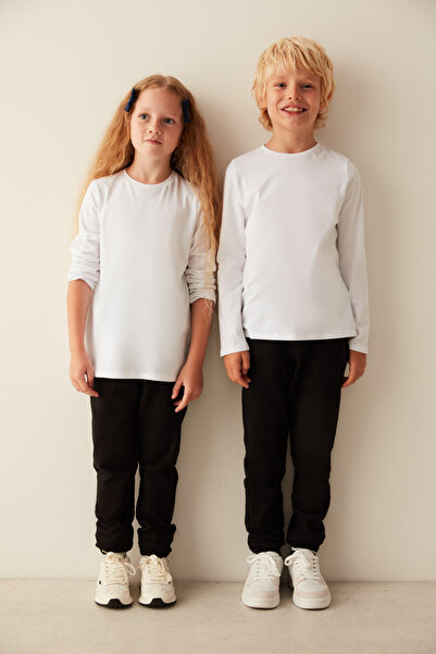 Penti Λευκό Unisex μακρυμάνικο T-shirt με λαιμόκοψη