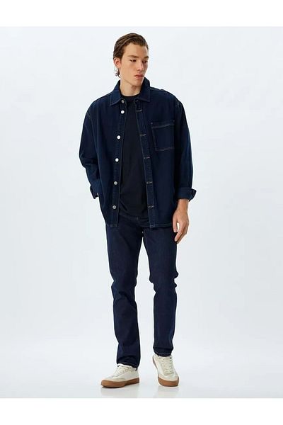 Koton Dark Indigo Slim Fit Jeans - Brad Jean 5wam40112ıd
