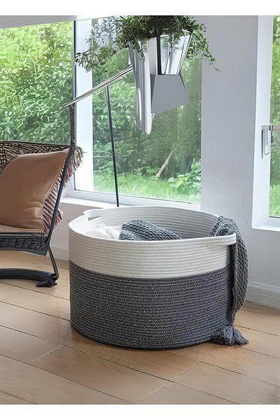 HomeTurko Large Jute Basket - Laundry Dirty, Modern Bohemian Basket, Gift