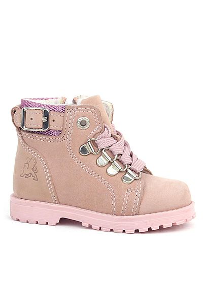 Rakerplus Griffon Genuine Leather Pink Glitter Zippered Baby Girl Boots