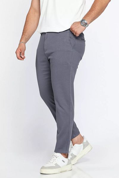 MİSHAR İTALİA Smoked Waist Elastic Self Patterned Gabardine Trousers