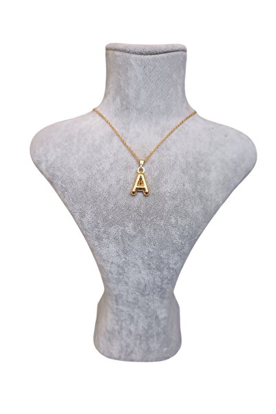Mos Tespih قلادة بالون ذهبي بحرف A