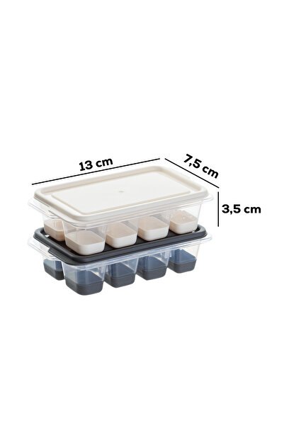 Porsima 16018 2 Pieces Plastic Lid 16 Chamber Mini Ice Mold Cocktail Presentation Ice Mold - White Anthracite