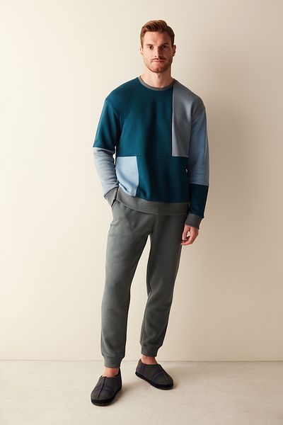 Penti Set de pijama Jogger cu mânecă lungă, albastru-gri