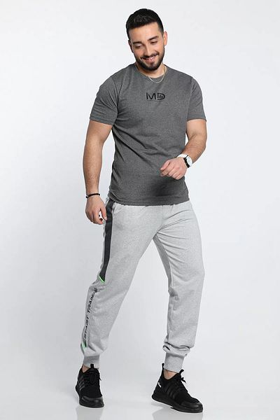 MİSHAR İTALİA Γκρι ανδρική αθλητική φόρμα Jogger Leg Bottom