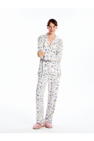 LC Waikiki Lw - Πουκάμισο γιακάς Floral Γυναικεία Σετ Πυτζάμες