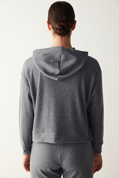 Penti Anthracite Hooded Corded Soft Sweatshirt