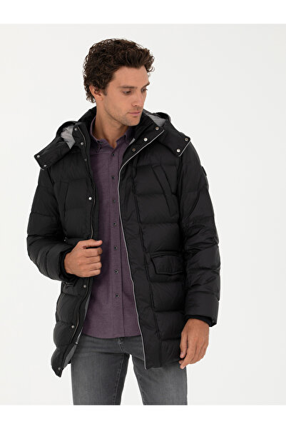 Cacharel Siyah Kapüşonlu Kaz Tüyü Mont 50273107-VR046