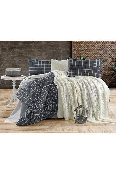 DOUX HOME Σετ Παπλωματοθήκη Ulya Double 57 Σύρμα με Πλεκτή Κουβέρτα 200 Χ 220 Εκ.
