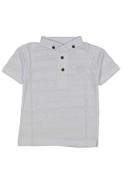 bebegen Хлопчача біла сорочка з вишитим гербом та поло-комірцем