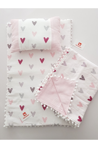 ib ilkimbebe طقم حفاضات أطفال مع بطانية - وسادة، موسلين، حديثي الولادة، سرير ...