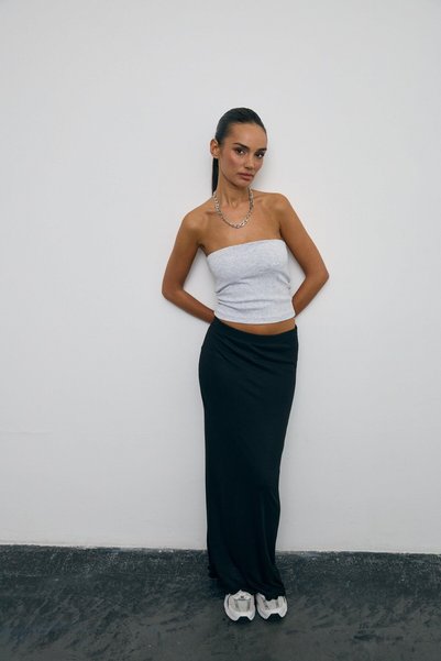South Coast Gray Melange Strapless Ball