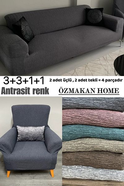ÖZMAKAN Husa de canapea flexibila si jacquard din bumbac - elastic elastic 3 3 1 1 set