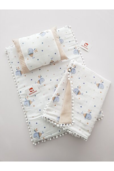 ib ilkimbebe طقم حفاضات أطفال مع بطانية - وسادة، موسلين، حديثي الولادة، سرير ...