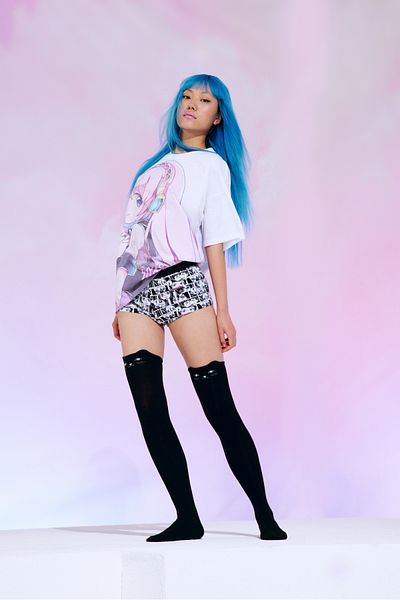 Penti Tricou cu imprimeu anime cu păr roz-colecție de anime