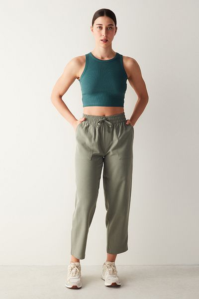 Penti Khaki Halter Collar Corded Crop Tank Top