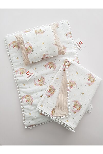 ib ilkimbebe طقم حفاضات أطفال مع بطانية - وسادة، موسلين، حديثي الولادة، سرير ...