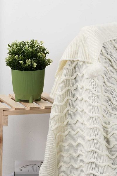 DOUX HOME Meral Knitwear Braided Pompom Tv Blanket 130 X 170 cm (Bone)