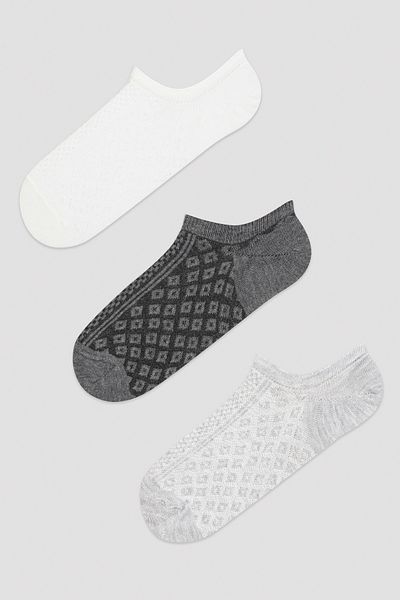 Penti Gray-white Patterned 3-Piece Booties Socks