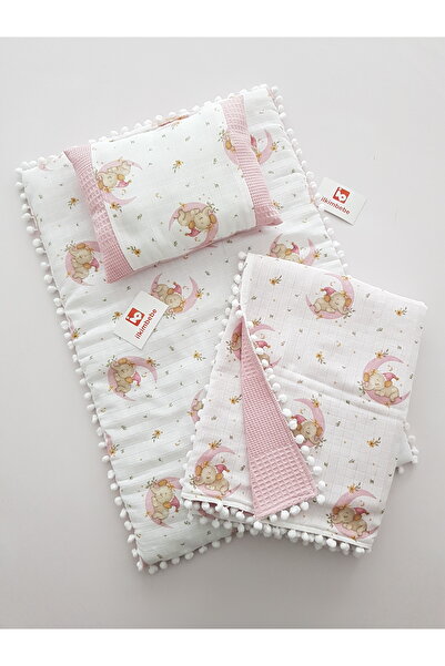 ilkimbebe طقم حفاضات أطفال مع بطانية - وسادة، موسلين، حديثي الولادة، سرير الأ...