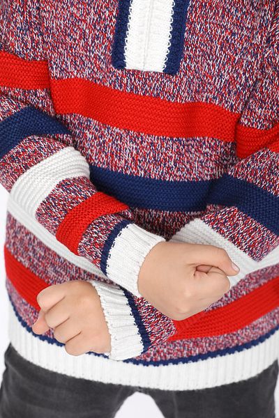 Çocukçu Boy's Linyis Knitted Regular Fit Judge Collar Zippered Anti-pilling Knitwear Sweater