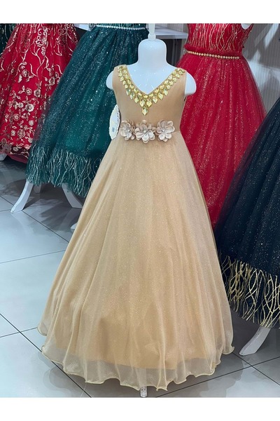 BAŞAK ÇOCUK GİYİM 1221 Kız Çocuk Abiye 10/14 - SARI - 10-11 YAŞ