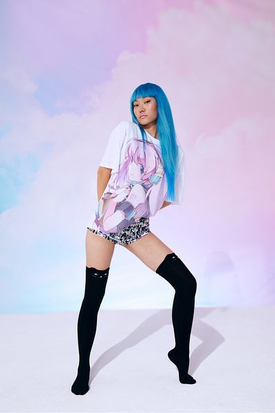 Penti Tricou cu imprimeu anime cu păr roz-colecție de anime