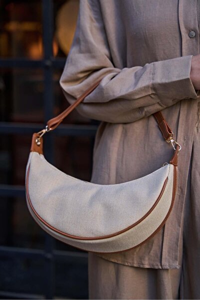 Madamra Canvas- Cream Tan Women's Crossbody Bag