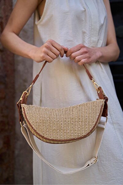 Madamra Tan Straw Women's Crossbody Bag