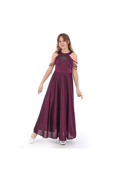 BAŞAK ÇOCUK GİYİM Prens 002 Abiye Elbise - MOR - 8-9 YAŞ