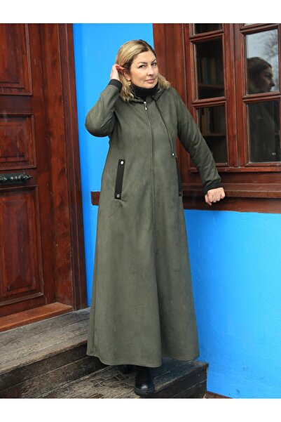 GLR&GYM AYLA Cepli Kapüşonlu Süet Kadın Pardesü