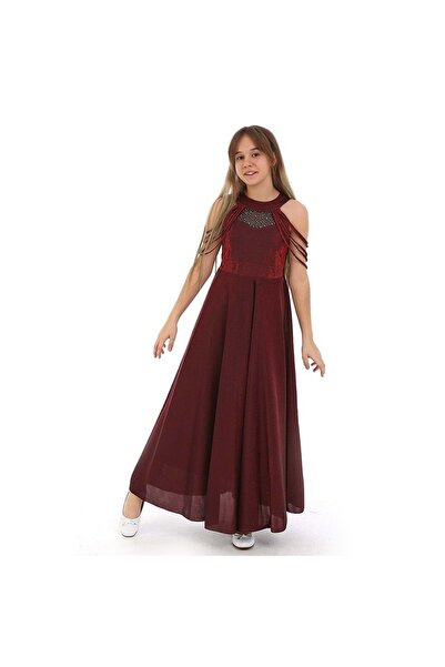 BAŞAK ÇOCUK GİYİM Prens 002 Abiye Elbise - BORDO - 9-10 YAŞ