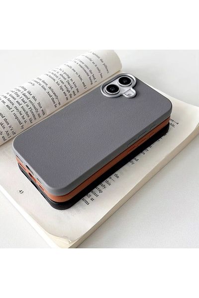 Go Aksesuar حافظة سيليكون مرنة بمظهر جلدي متوافق مع هاتف Iphone 16