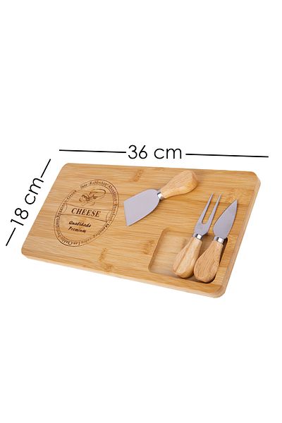 Lizzy Bamboo 4 Piece Cheese Presentation Board Set - Cheese Presentation Plate