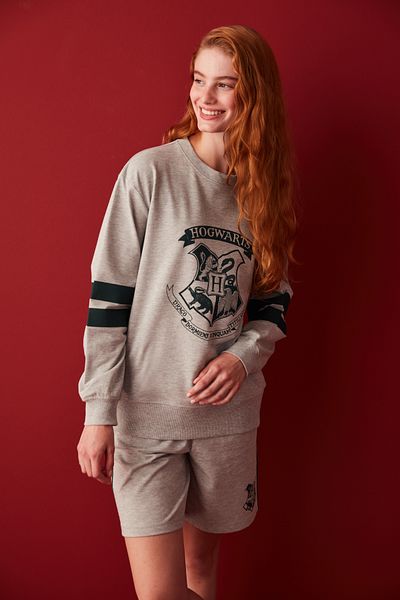 Penti Grey-melange Oversize Shorts-Συλλογή Χάρι Πότερ