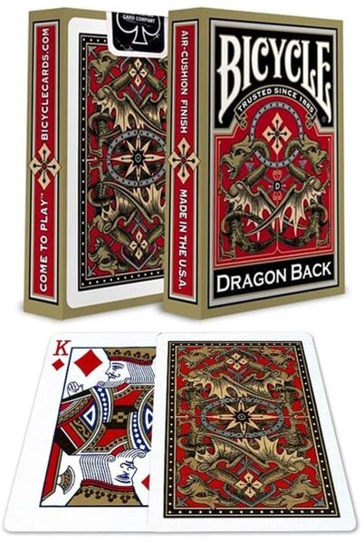 Bicycle مجموعة أوراق اللعب دراجون باك جولد كيريميزد دست