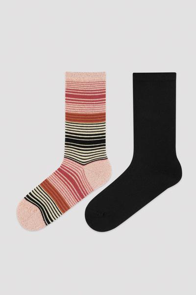 Penti Black Shiny Line 2 Pack Socks