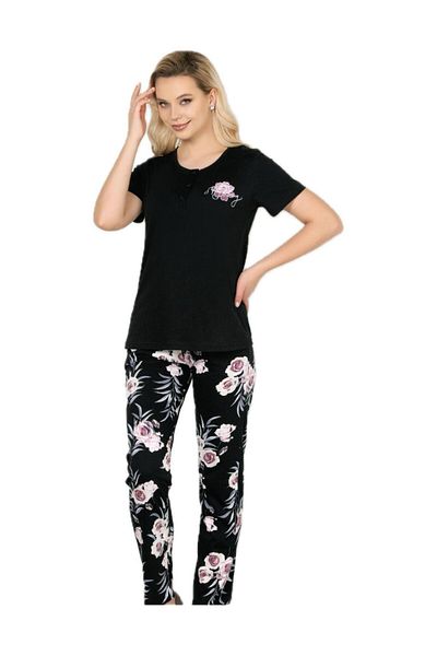 Alperi 78-49 Set de pijamale cu mânecă scurtă cu imprimeu floral pentru femei