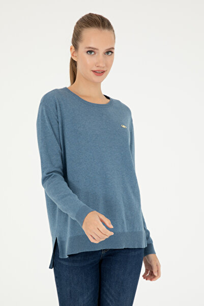 U.S. Polo Assn. Kadın Mavi Bisiklet Yaka Basic Kazak 50293510-VR251