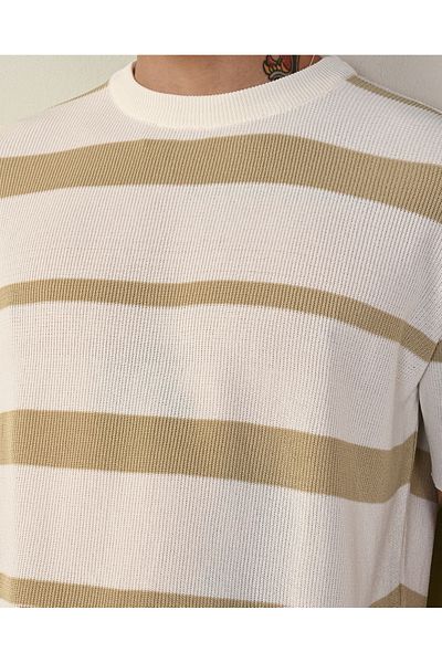 İLKCET MODA Premium Oversize ριγέ πλεκτό μπλουζάκι