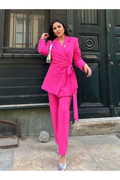 pembekurdelem Fuchsia Women's Jacket and Trousers Set - Tied