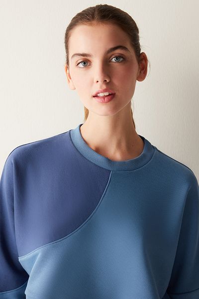 Penti Navy Blue Long Sleeve Crew Neck Milos Crop Sweatshirt