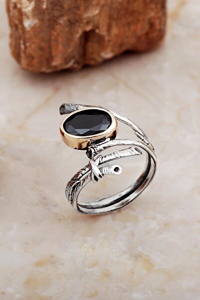 Sümer Telkari Oniks Taşlı Sarmaşık Tasarım Gümüş Yüzük 5854