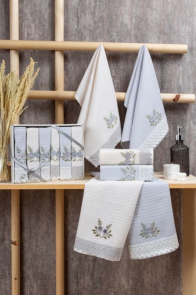 Elaganya Set de 6 prosoape cadou cu model de lux - 40x60 cm, brodate