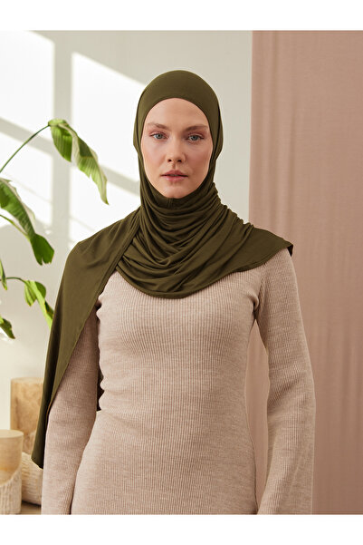 Femple Modest Πρακτικό σάλι ζέρσεϊ Premium |   Χρώμα: Πράσινο Ελιάς |   Μέτρο: Ενήλικος |   Ραμμένο με πηγούνι |   Στιγμιαίο Hijab