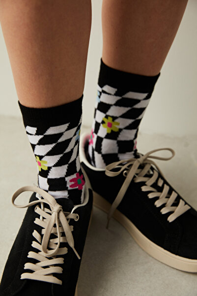 Penti Checkerboard Floral Socks