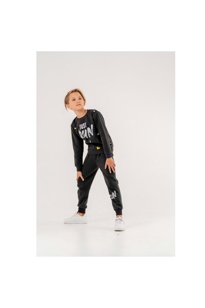 coppa kids Girl-Boy Three Thread Fabric Medium Thickness Basic Tracksuit Set - Smoked - 6 Years