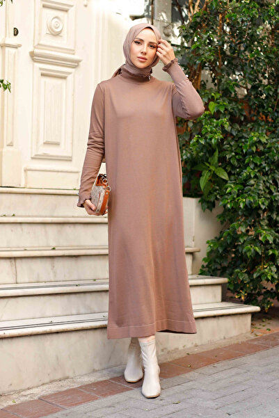 Pamuk Butik Γυναικείο πλεκτό φόρεμα Mercerized με πέτρα με λεπτομέρεια βολάν