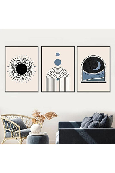 Linacci Set of 3 Black Thin Metal Frame Geometric Glass Tables